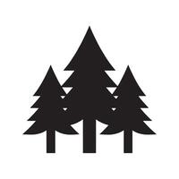 Three Evergreen Trees Silhouette Nature Icon, Forest Symbol, Pine Tree Graphic vector