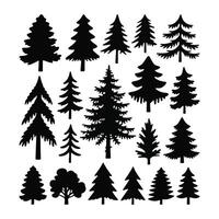 Collection of Black Silhouette Pine Trees Graphics for Design Projects vector