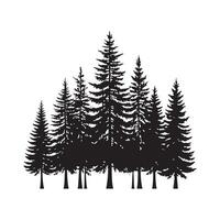 Black Evergreen Tree Silhouette Isolated Conifer Cluster Graphic for Branding and Print vector