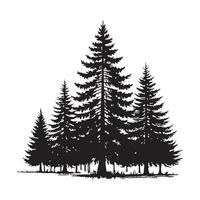 Dense Pine Tree Silhouette Art Mountain Forest Graphic for Nature Design Projects vector