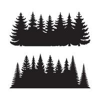 Silhouette Illustration of Evergreen Trees Forest and Pine Tree Designs vector