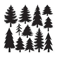 Collection of Evergreen Pine Tree Silhouettes Perfect for Design Projects vector