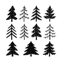 Hand-Drawn Evergreen Tree Collection of Unique Silhouettes for Design Projects vector