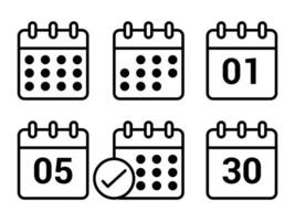 Calendar icon set. Calendar icon with different date from 1 and 30 day. Meeting deadlines. calendar planner icons for app, website, UI. reminder organizer event signs. symbol. vector