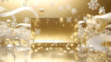 Serene Winter Scene Christmas Decor and Empty Space photo
