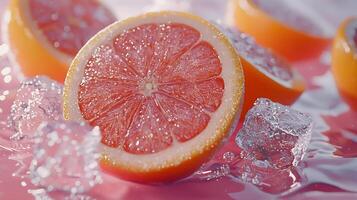 Fresh Red Grapes Splashing with Ice Cubes photo