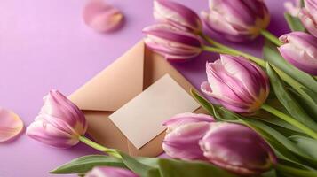 Romantic Tulip Bouquet with Envelope photo