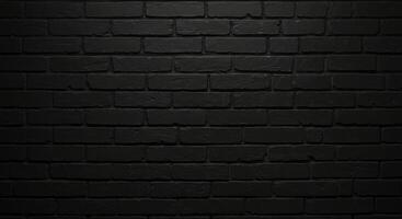 Dark brick wall texture, painted in black color. Abstract gloomy background of masonry with a rough surface for loft style interior. photo