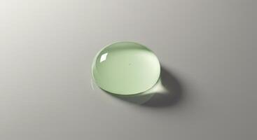 Green translucent sphere on a neutral surface with a subtle shadow. Minimalist composition with soft lighting for a clean, modern aesthetic. photo