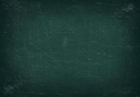 Dark green chalkboard with scratches. Texture of a school board with traces of chalk. Grunge surface for text, graphics, and design. Vintage style background. photo