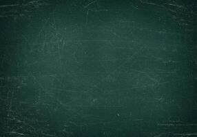 Dark green chalkboard surface with scratches. Texture of a school board with grunge effect. Abstract background with traces of chalk and wear. photo