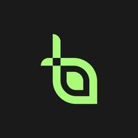 Lowercase T B Monogram Logo with Leaf in Modern Minimal Style vector