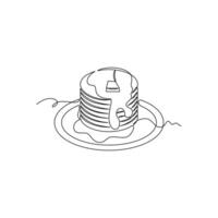 one line art Pancake illustration. line art, one continuous line, simple, hand drawn and sketch style. for icons, symbols, signs or logos vector