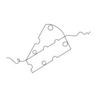 one line art Cheese illustration. line art, one continuous line, simple, hand drawn and sketch style. for icons, symbols, signs or logos vector