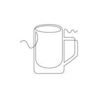 one line art Seidel Mug Glass illustration. line art, one continuous line, simple, hand drawn and sketch style. for icons, symbols, signs or logos vector