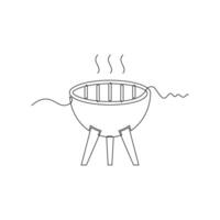 one line art Grilled Barbecue illustration. line art, one continuous line, simple, hand drawn and sketch style. for icons, symbols, signs or logos vector