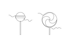 one line art Lollipop illustration. line art, one continuous line, simple, hand drawn and sketch style. for icons, symbols, signs or logos vector