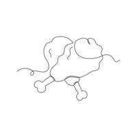 one line art Fried Chicken illustration. line art, one continuous line, simple, hand drawn and sketch style. for icons, symbols, signs or logos vector