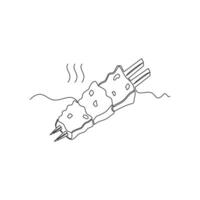 one line art Barbecue illustration. line art, one continuous line, simple, hand drawn and sketch style. for icons, symbols, signs or logos vector