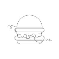 one line art Hamburger illustration. line art, one continuous line, simple, hand drawn and sketch style. for icons, symbols, signs or logos vector