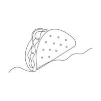 one line art Taco illustration. line art, one continuous line, simple, hand drawn and sketch style. for icons, symbols, signs or logos vector