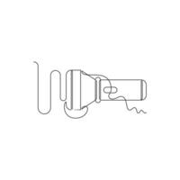 one line art Flashlight illustration. line art, one continuous line, simple, hand drawn and sketch style. for icons, symbols, signs or logos vector