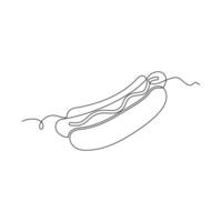 one line art Hotdog illustration. line art, one continuous line, simple, hand drawn and sketch style. for icons, symbols, signs or logos vector