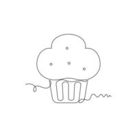 one line art Muffin illustration. line art, one continuous line, simple, hand drawn and sketch style. for icons, symbols, signs or logos vector