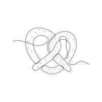 one line art Pretzel illustration. line art, one continuous line, simple, hand drawn and sketch style. for icons, symbols, signs or logos vector