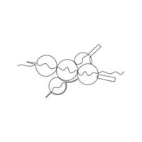 one line art Takoyaki illustration. line art, one continuous line, simple, hand drawn and sketch style. for icons, symbols, signs or logos vector