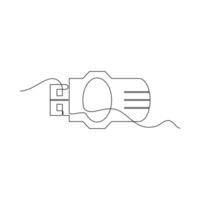 one line art flash disk illustration. line art, one continuous line, simple, hand drawn and sketch style. for icons, symbols, signs or logos vector