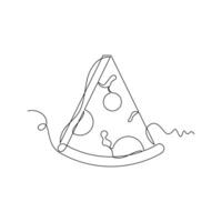 one line art Pizza illustration. line art, one continuous line, simple, hand drawn and sketch style. for icons, symbols, signs or logos vector