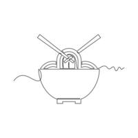 one line art Noodles illustration. line art, one continuous line, simple, hand drawn and sketch style. for icons, symbols, signs or logos vector
