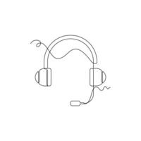 one line art Headset illustration. line art, one continuous line, simple, hand drawn and sketch style. for icons, symbols, signs or logos vector