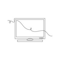 one line art Tv Led illustration. line art, one continuous line, simple, hand drawn and sketch style. for icons, symbols, signs or logos vector