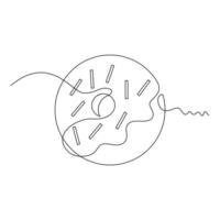 one line art Donut illustration. line art, one continuous line, simple, hand drawn and sketch style. for icons, symbols, signs or logos vector