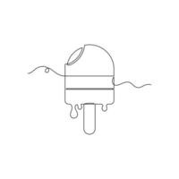 one line art Stick Ice Cream illustration. line art, one continuous line, simple, hand drawn and sketch style. for icons, symbols, signs or logos vector