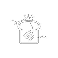 one line art Toast illustration. line art, one continuous line, simple, hand drawn and sketch style. for icons, symbols, signs or logos vector