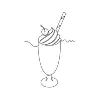 one line art Milk Shake illustration. line art, one continuous line, simple, hand drawn and sketch style. for icons, symbols, signs or logos vector