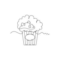one line art Popcorn illustration. line art, one continuous line, simple, hand drawn and sketch style. for icons, symbols, signs or logos vector