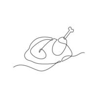 one line art Roast Chicken illustration. line art, one continuous line, simple, hand drawn and sketch style. for icons, symbols, signs or logos vector