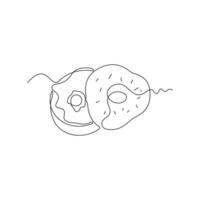 one line art Bagel illustration. line art, one continuous line, simple, hand drawn and sketch style. for icons, symbols, signs or logos vector