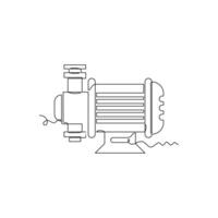 one line art Water Pump illustration. line art, one continuous line, simple, hand drawn and sketch style. for icons, symbols, signs or logos vector