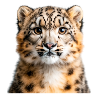 closeup of a Snow Leopard Cub with Striking Eyes and Soft Fur Texture png