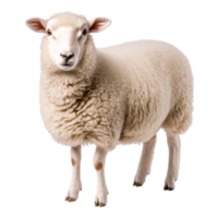 Fluffy White Sheep Standing Gracefully on Clean Background with Soft Wool Texture png