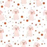 A pattern with dogs and paw prints vector