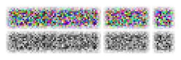 Censure image bar, blurred pixel mosaic. People face private content box, secret word screen mask. Black white random color square rectangle, explicit forbidden image cover. Abstract element vector