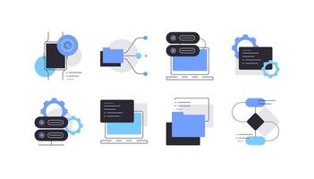 High tech and development concepts. Set of flat icons. Infographic elements vector