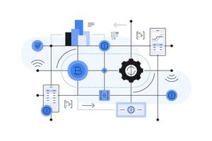Bitcoin. Cryptocurrency algorithms. Finance and technology vector