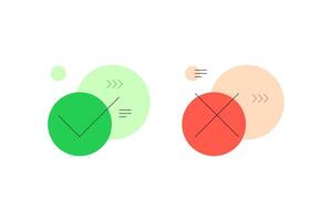 Yes no. Approve and decline. Green tick and red cross. Infographic elements vector